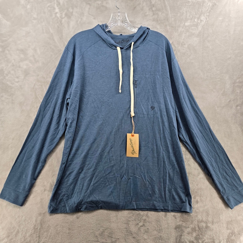 Duck Camp Hoodie Mens Large Blue Bamboo Blend Lightweight Pocket Long Sleeve